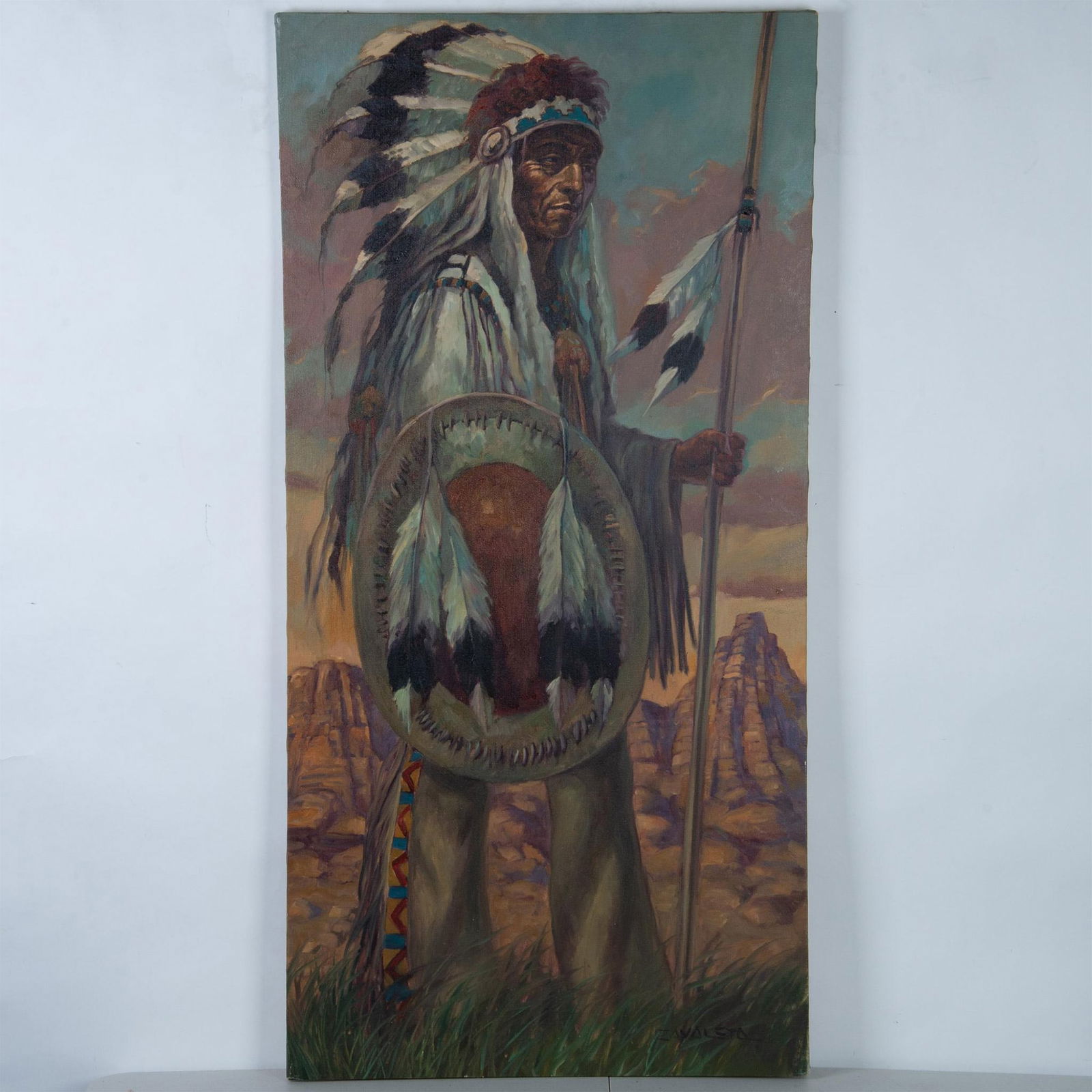 Severo Zavaleta, Original Oil on Canvas, Indian Chief Signed (1 of 4)
