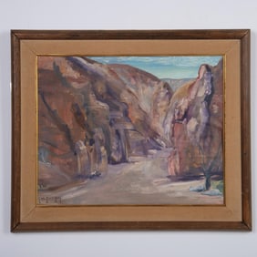 Carl Oscar Borg, Original Oil on board, Canyon Path, Signed