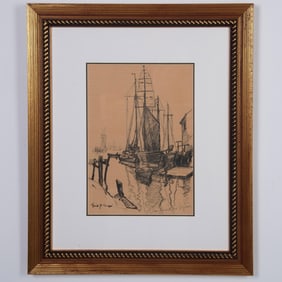 Emile Gruppe, Original Impressionist Drawing on Paper Signed
