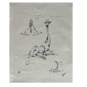 Nano Lopez, Giclee on Canvas, Olivia the Giraffe Signed