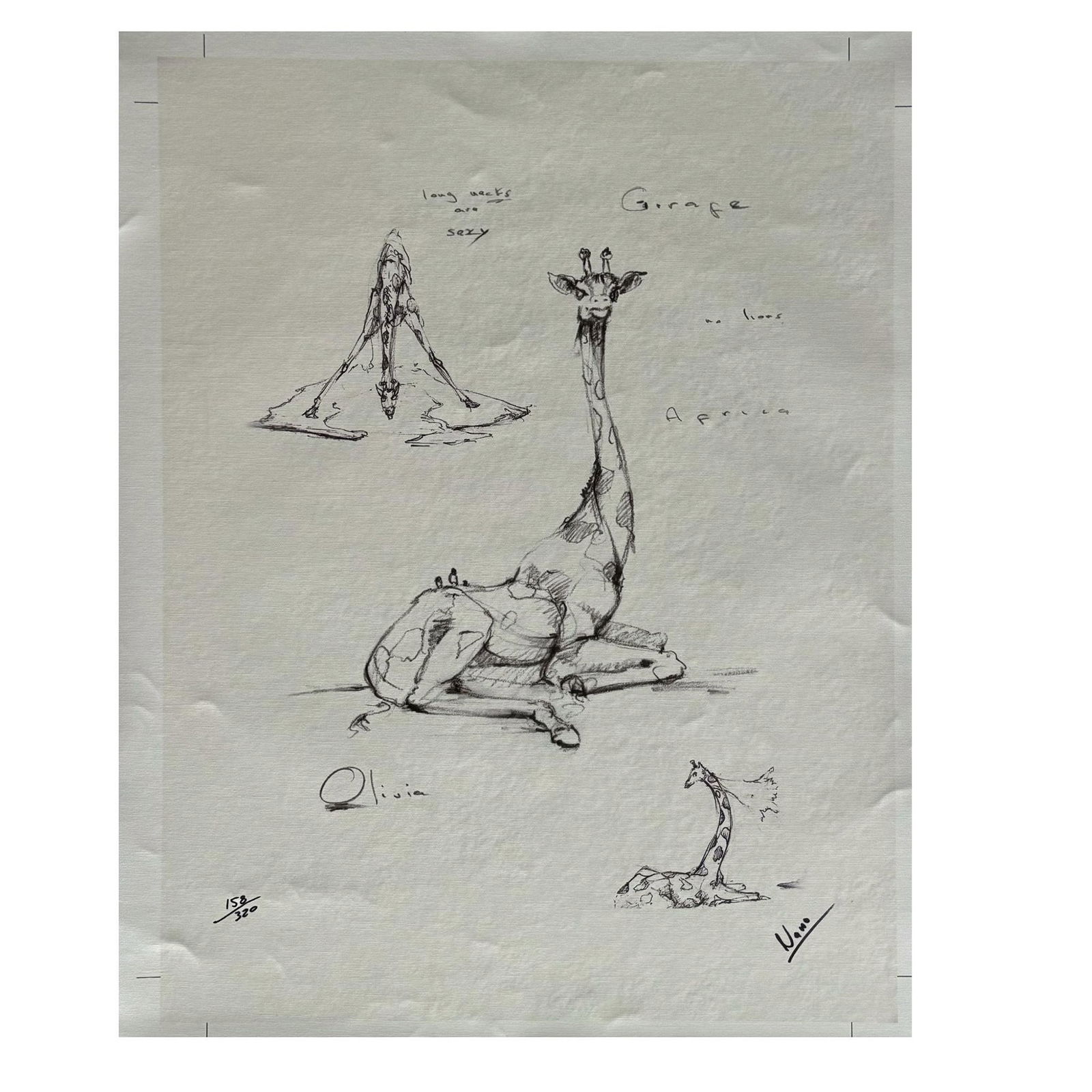 Nano Lopez, Giclee on Canvas, Olivia the Giraffe Signed (1 of 6)
