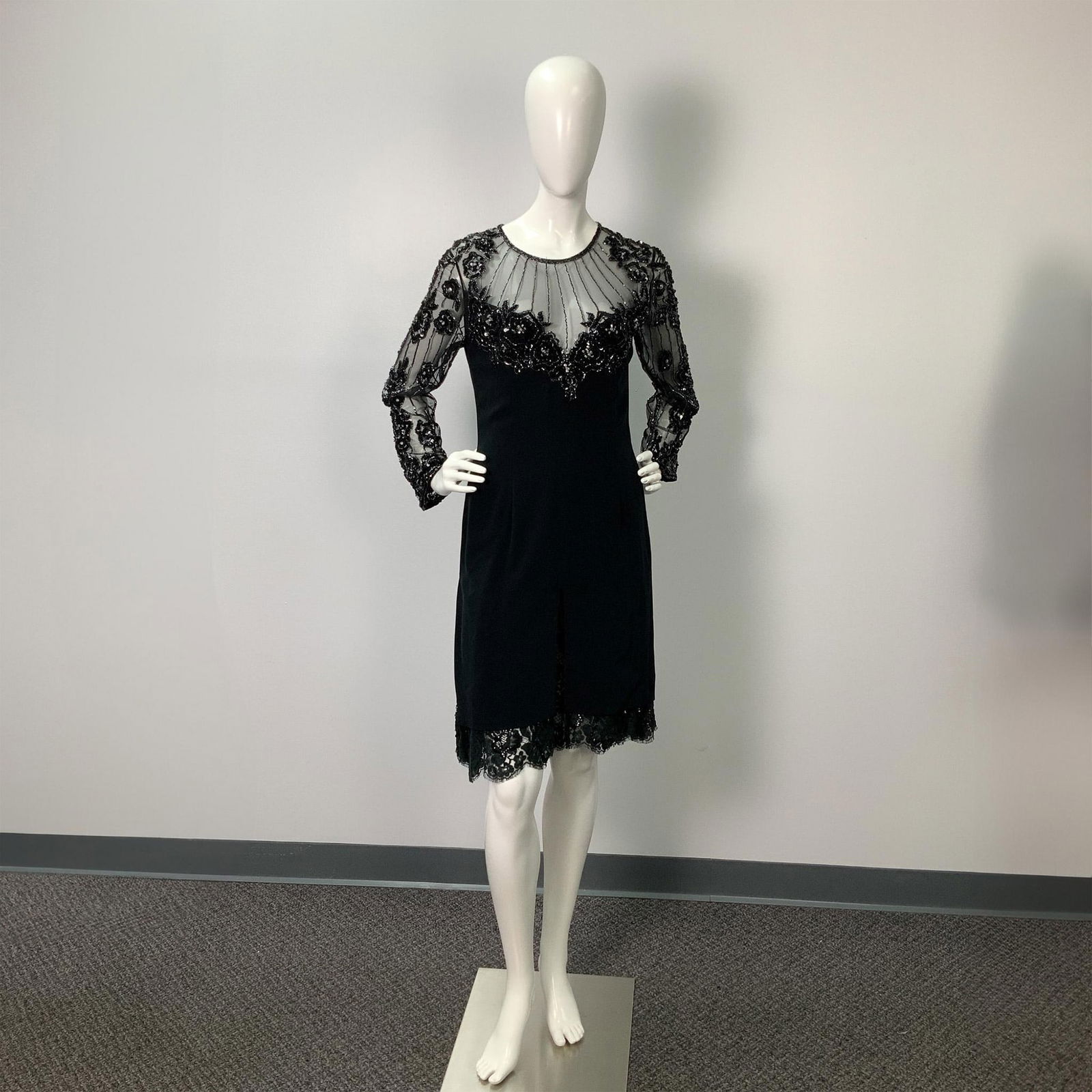 Black Tie Oleg Cassini Black Beaded & Sequins Evening Dress (1 of 12)