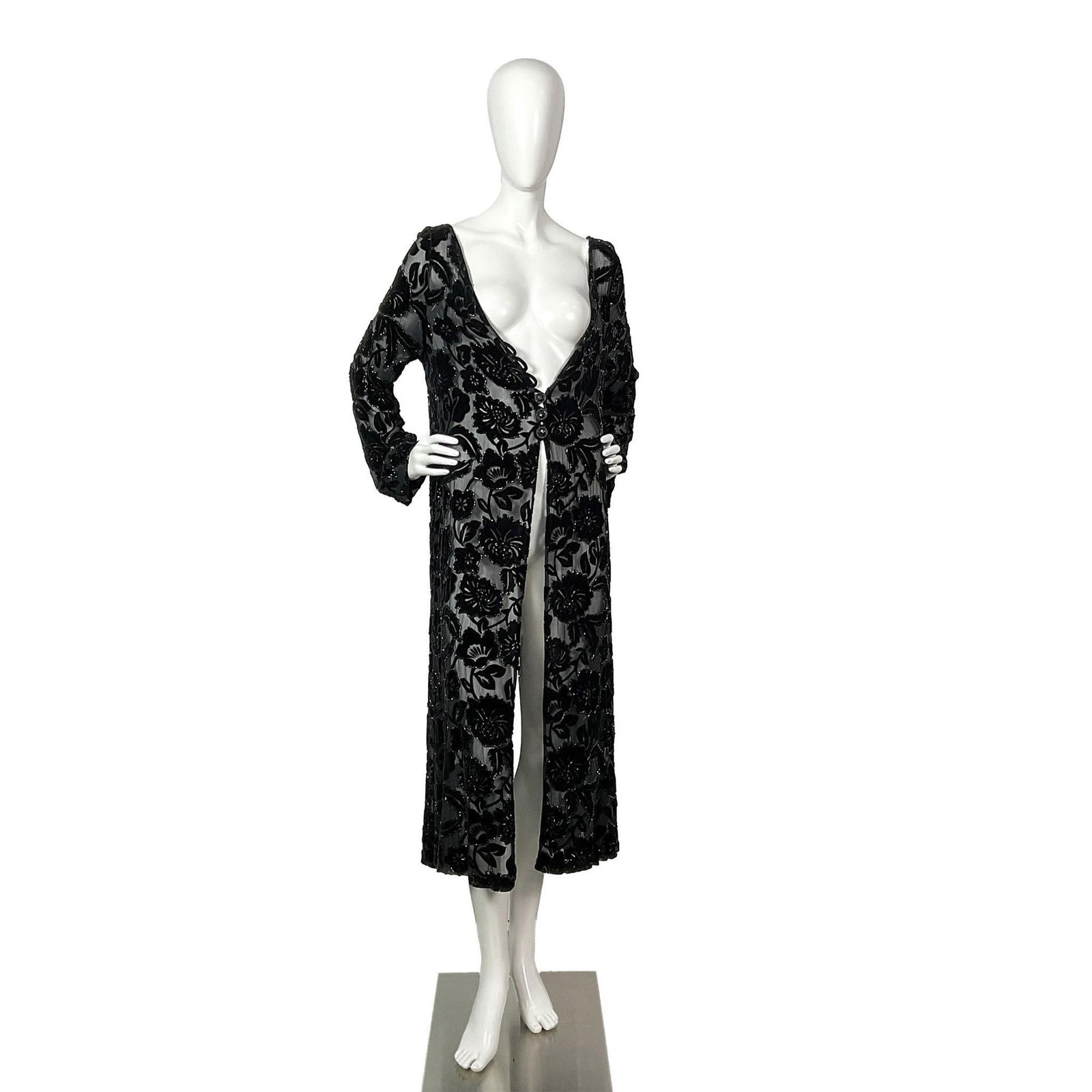 Carmen Marc Valco Embellished Floral Sheer Cardigan (1 of 9)