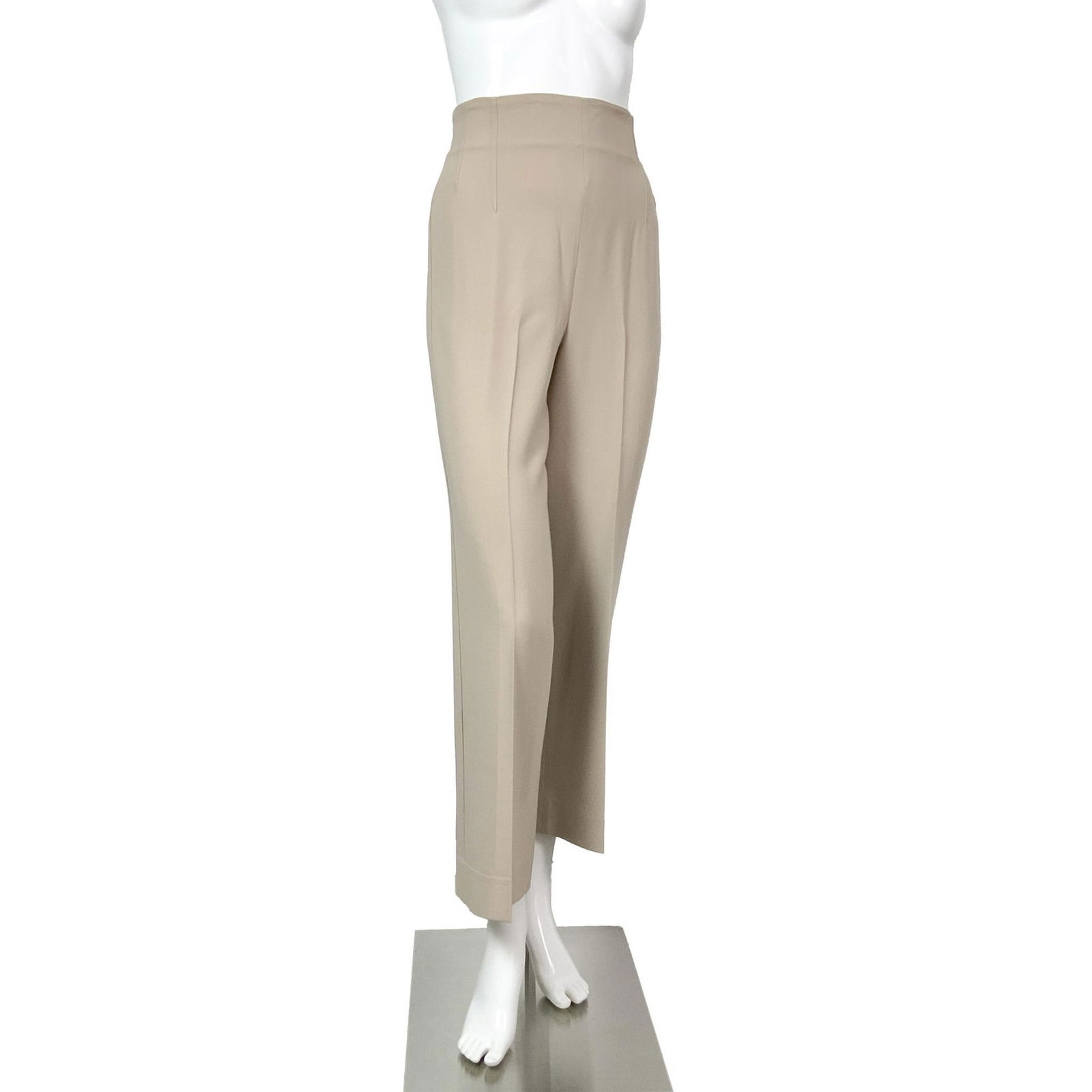 St. John Beige Classic Business Pleated Trousers (1 of 8)
