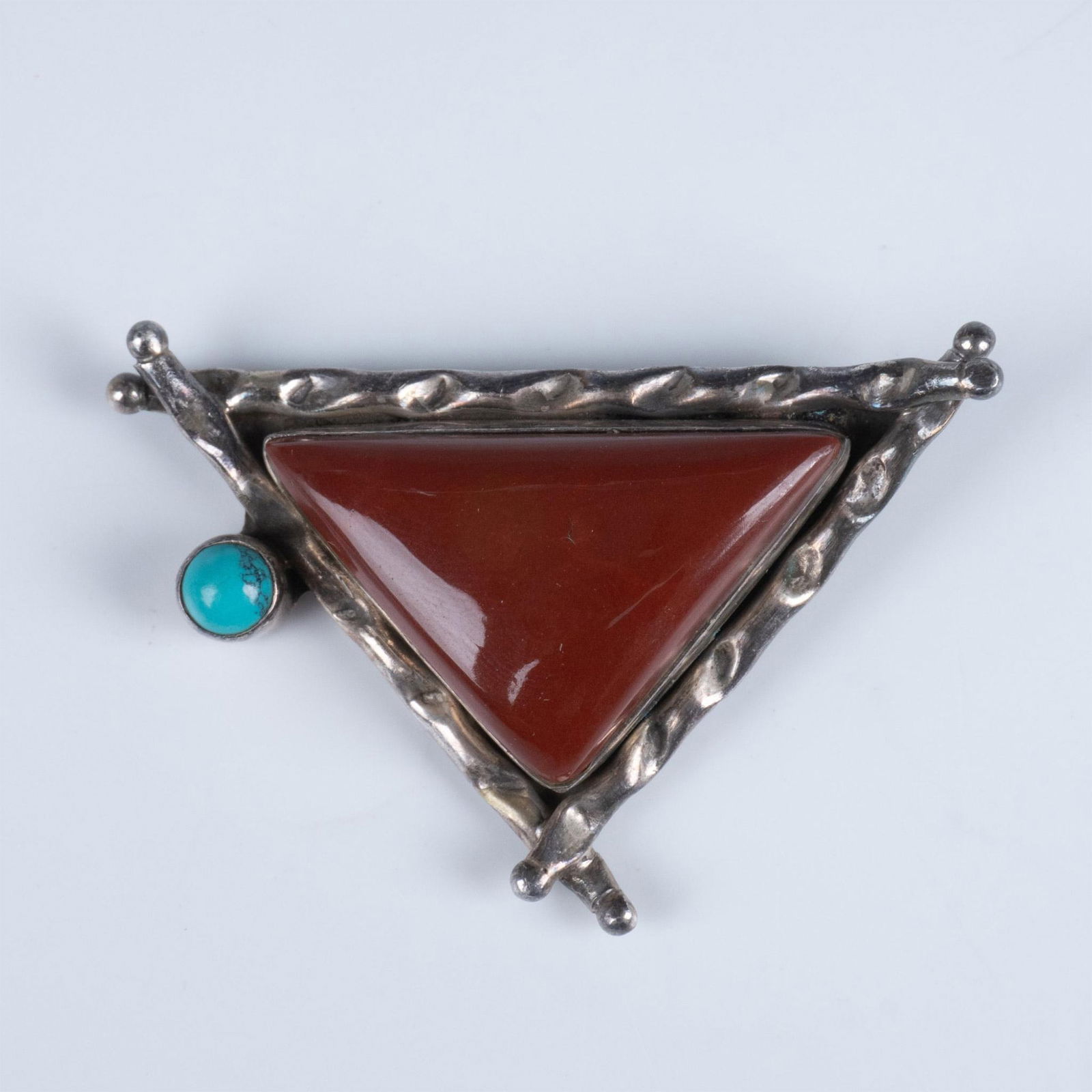 Triangular Sterling Silver, Red Jasper & Turquoise Pendant (1 of 3)