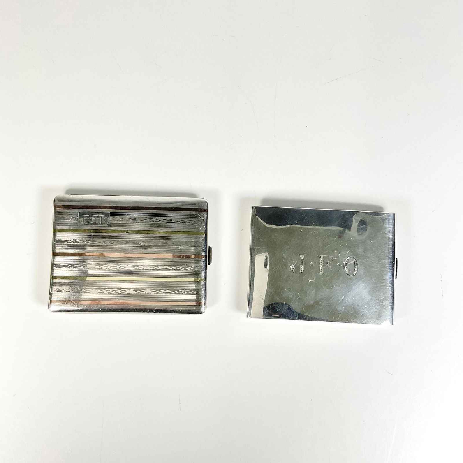 2pc Sterling Silver & 14K Gold Cigarette Cases (1 of 5)