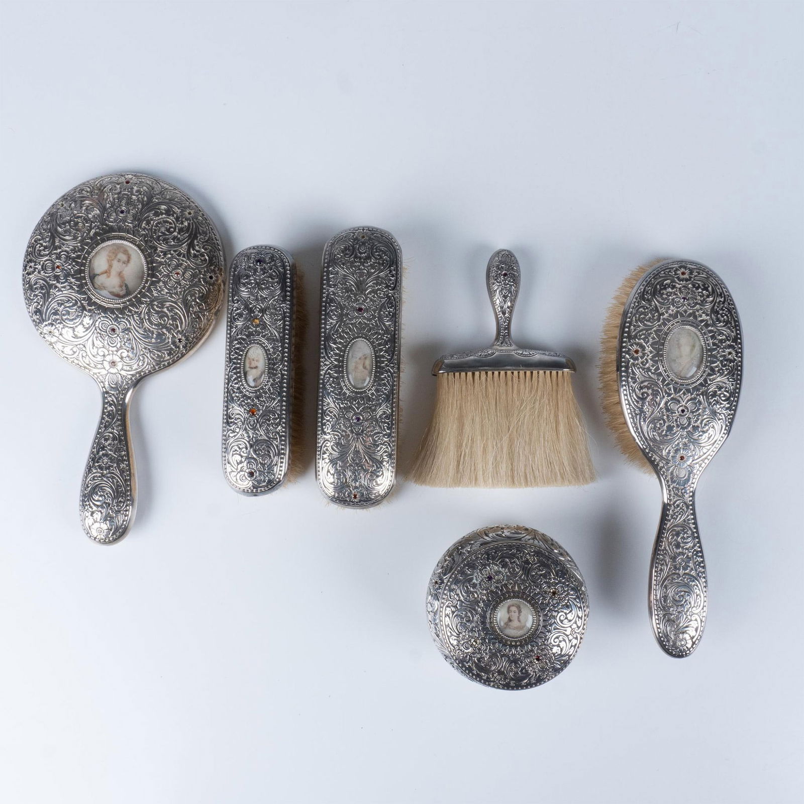 6pc Antique Victorian English Sterling Silver Vanity Set (1 of 9)