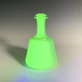 Green Opaline Glass Uranium Perfume Bottle