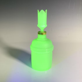 Green Opaline Glass Uranium Perfume Bottle