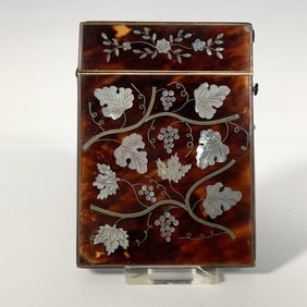 Mottled Amber Mother of Pearl Card Case