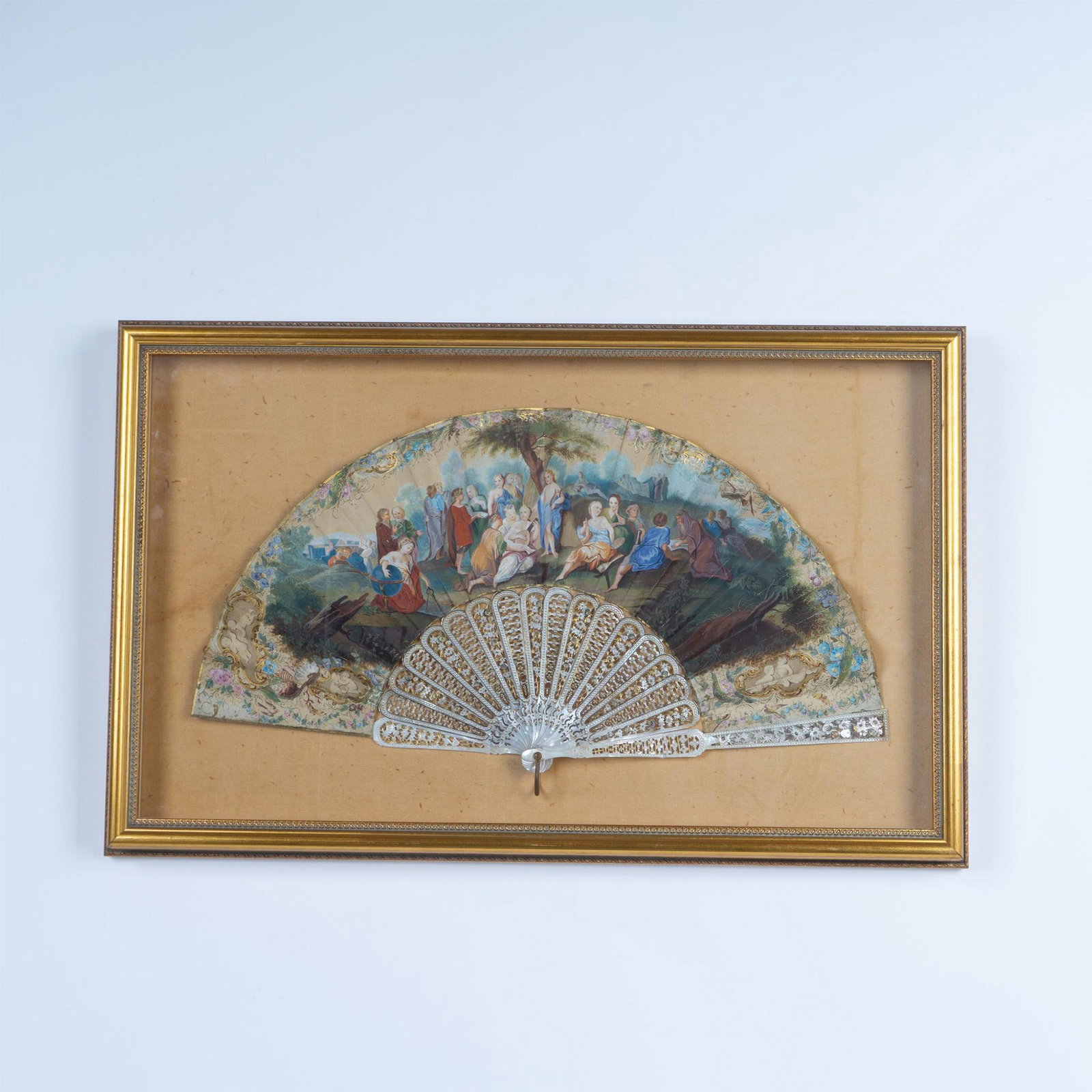Antique Framed Hand Painted Victorian European Fan (1 of 6)