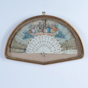 Framed Hand Painted Rococo European Fan