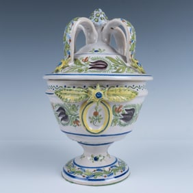 Jose Gimeno Martinez Ceramica Valenciana Four Handle Compote