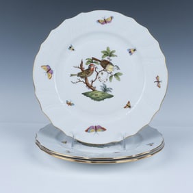 Set of 3 Herend Hungary Porcelain Rothschild Bird Plates