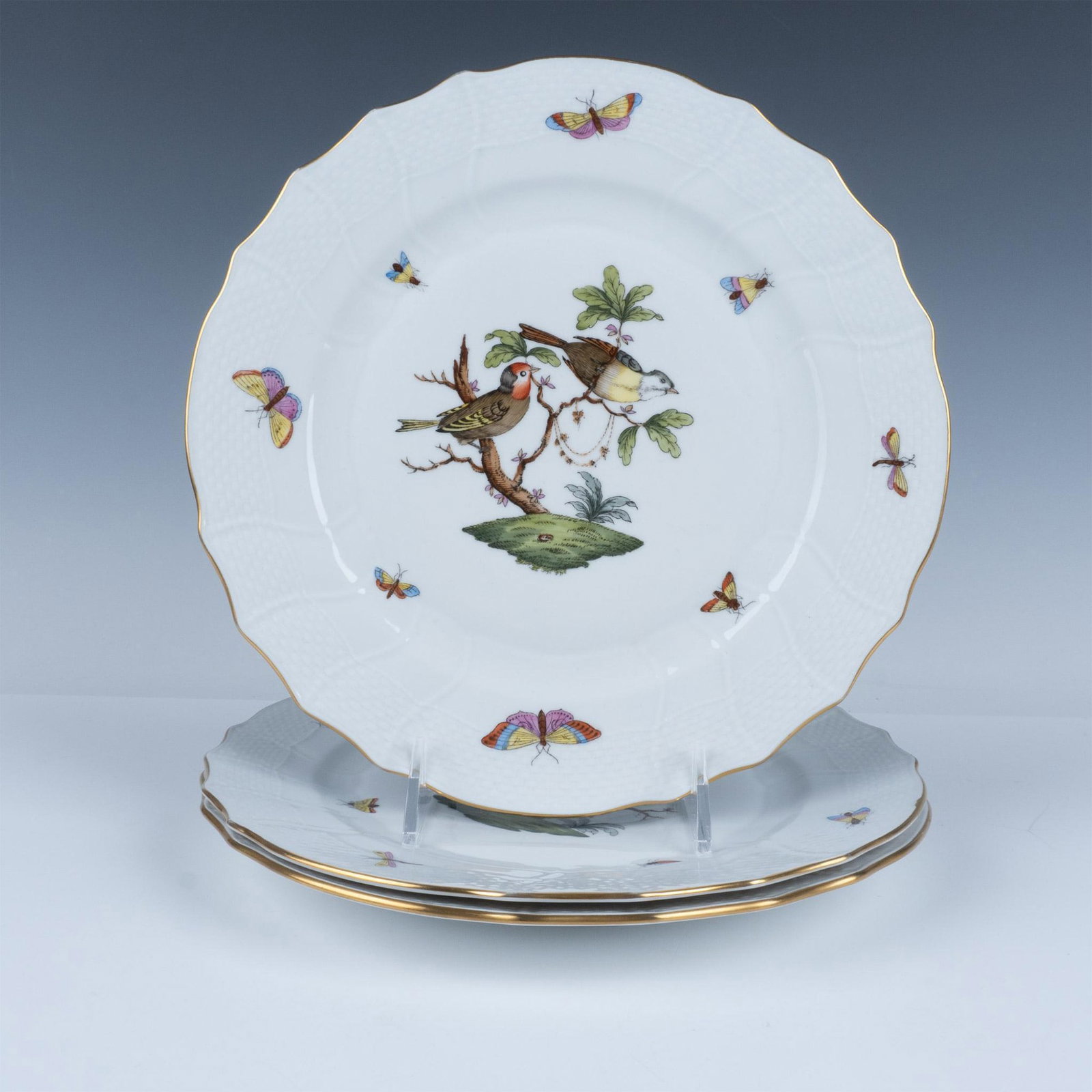 Set of 3 Herend Hungary Porcelain Rothschild Bird Plates (1 of 4)