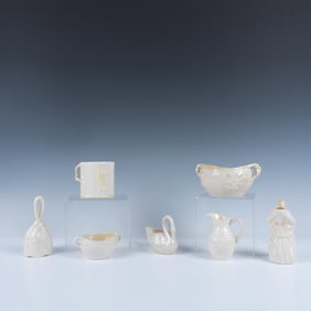 7pc Vintage Belleek Porcelain Bowl and Jug Set