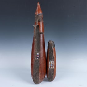 Pair of Kenya Masai Drinking Beaded & Leather Gourds