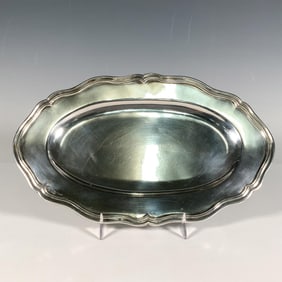 Portuguese 916 Silver Scalloped Rim Serving Tray