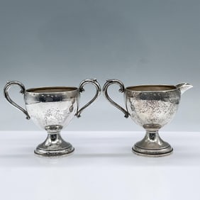 2pc Preisner Sterling Silver Sugar Bowl and Creamer