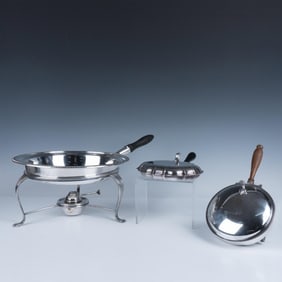 4pc Silver Plated Serve Ware, Warming Pan + Crumbers