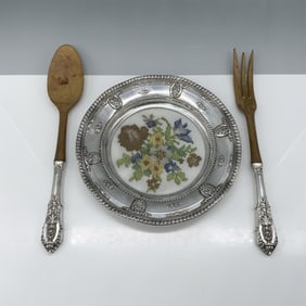 3pc Sterling Silver Wallace Rose Point Tray and Add Utensils