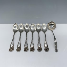 7pc Vintage Sterling Silver AD Norton Spoon Set