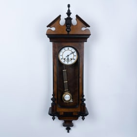 Antique German Empire Style Wall Clock w/ RA Pendulum