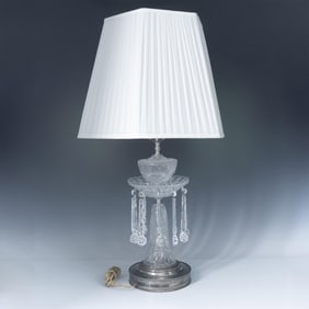 Vintage Crystal and Silver-Toned Lamp