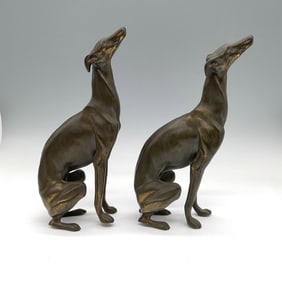 Pair of Jennings Brothers Bronze Finish Greyhound Sculptures