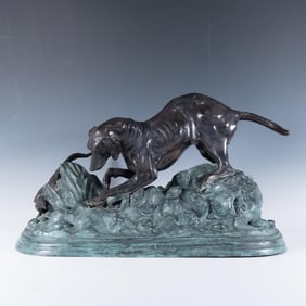 Maitland Smith Bronze Metal Sculpture, The Hunt