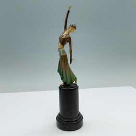 Enameled Bronze Art Deco Sculpture, Dancer