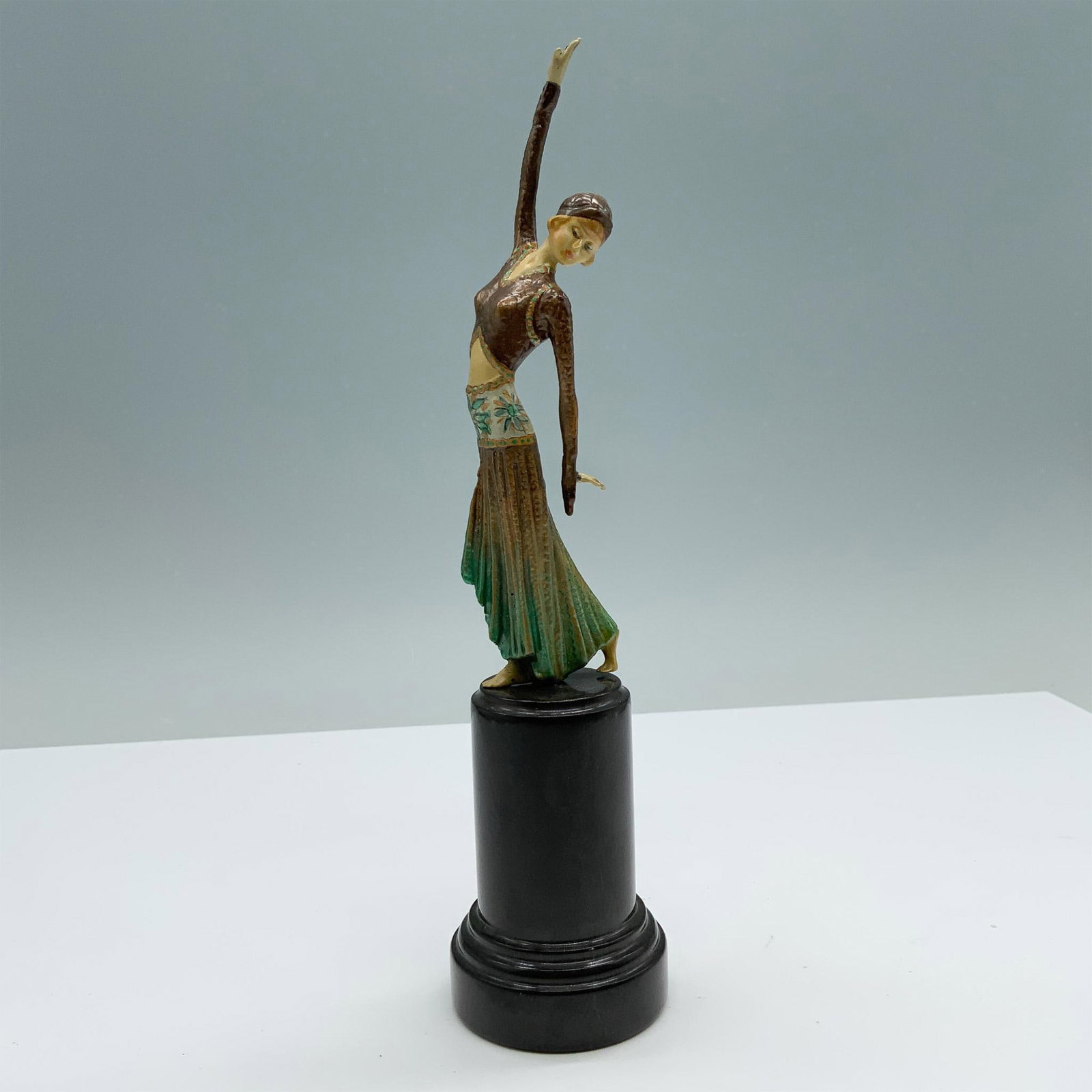 Enameled Bronze Art Deco Sculpture, Dancer (1 of 3)