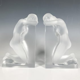 Pair of Lalique Crystal Reverie Bookends