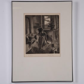 George Jo Mess, Original Etching on Paper, My Studio, Signed