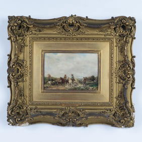 Francisco Domingo, Antique Miniature Oil on Board, Signed