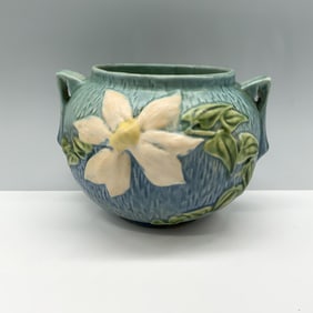 Vintage Roseville Pottery Decorative Pot, Blue Clematis