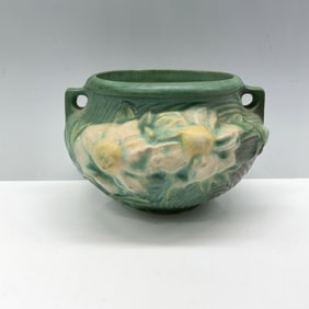 Vintage Roseville Pottery Decorative Pot, Green Peony