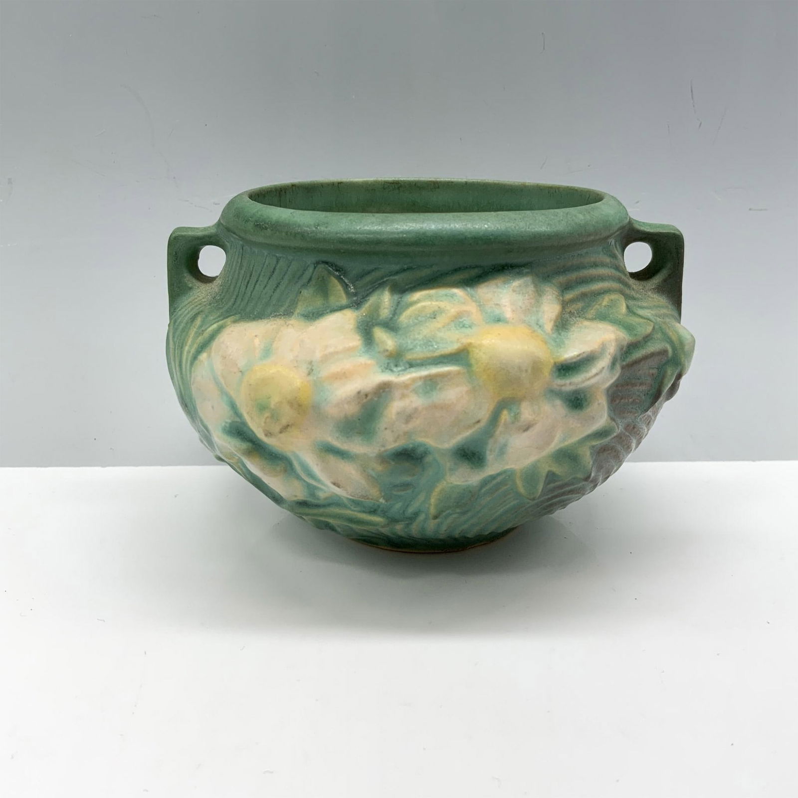 Vintage Roseville Pottery Decorative Pot, Green Peony (1 of 3)