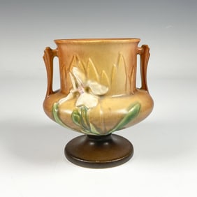 Vintage Roseville Pottery Urn, Brown Iris