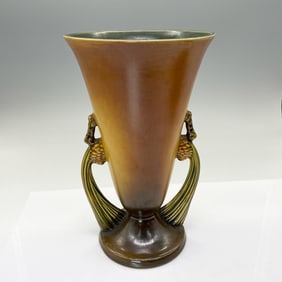 Roseville Pottery Large Brown Pine Cone Flared Vase #747-10"