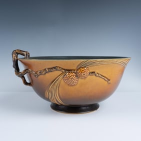 Roseville Pottery Large Brown Pine Cone Bowl