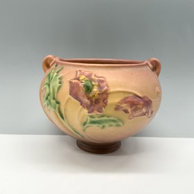 Vintage Roseville Pottery Decorative Pot, Pink Poppy
