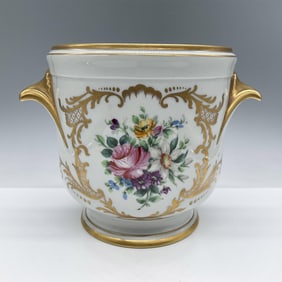 Limoges Porcelain Gilded Cachepot w/ Floral Motif