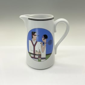 Philippe Deshoulieres Porcelain Pitcher, Tennis Players