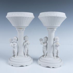 Pair of Inarco Ceramic Cherub Compotes