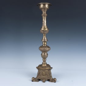 Vintage Brass Footed Pillar Candle Holder