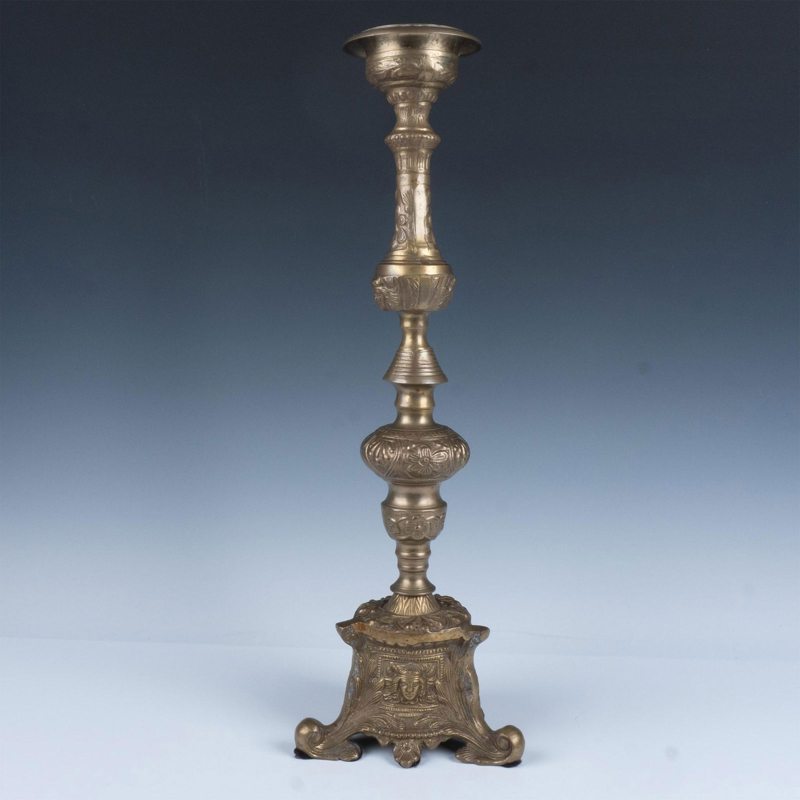 Vintage Brass Footed Pillar Candle Holder (1 of 7)