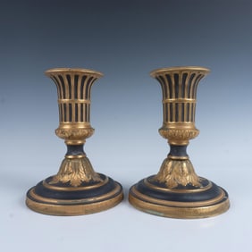 Pair of Italian Ceramic Neoclassical Style Candle Holders