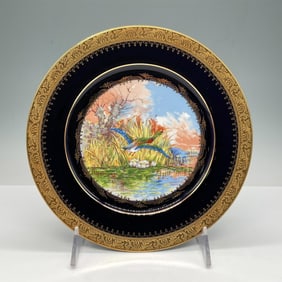 Limoges Castel Royal Blue Porcelain Display Plate, Duck