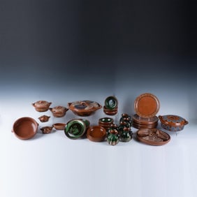 39pc Authentic Aged Clay Mexican Pottery Set